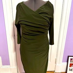 Ralph Lauren Olive Green Mid-Sleeve Dress w/ Gold buttons.